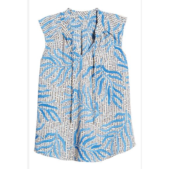 Nic + Zoe Tops - NIC+ZOE Top NWT $128 Sleeveless Blue Ivory Tan Size S